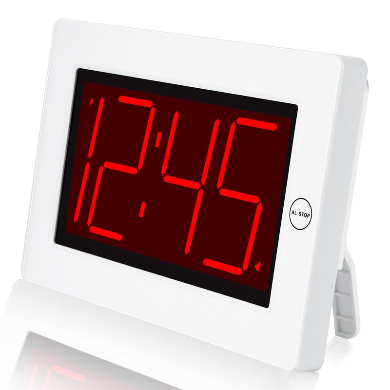 KWANWA Small Wall Clock  Digital Alarm Clock  8"" Extra Large Display  3"" LED Digit Contantly Light Up  Battery Operated  Adjustable Brightness  Clock for Bedroom  Wall-Mounted/Table-top - Image 1